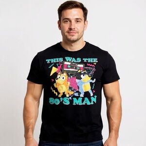 Bluey It Was The 80s Funny Nostalgia Graphic Tee Black Shirt Sz S